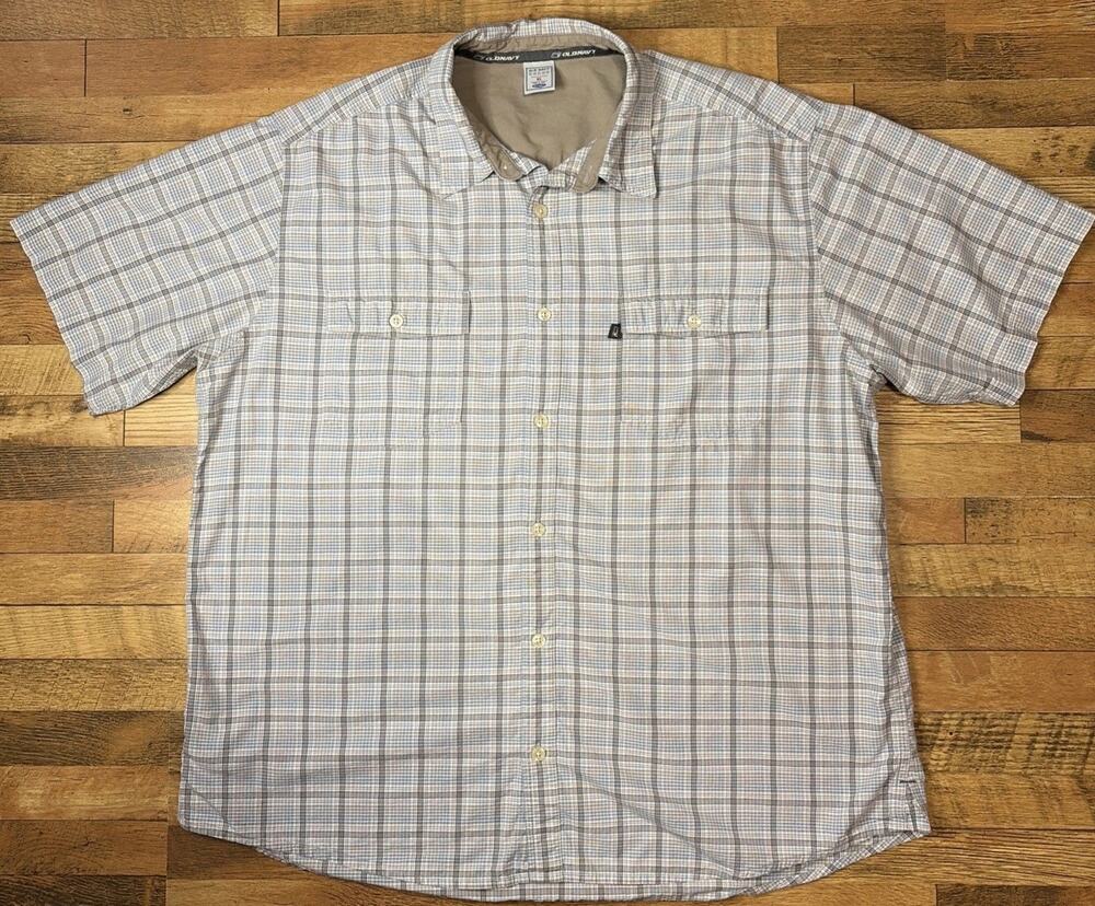 Old Navy Shirt Mens XL Gray Blue Plaid Short Sleeve Button Down Pockets